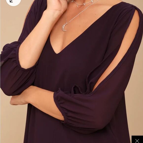 Lulu’s Shifting Dears Plum Purple Long sleeve dress Sz XS. - Picture 4 of 16